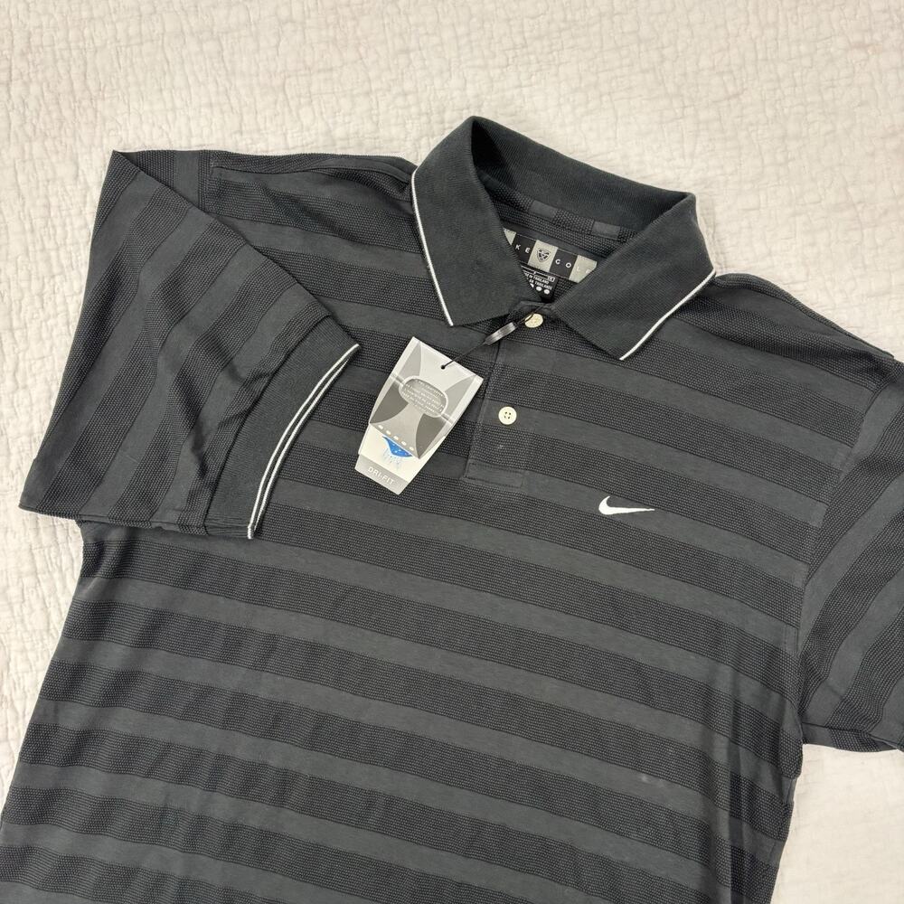 Vintage Nike Golf Polo Shirt Mens Small Black Cotton Tennis Sportswear 2004